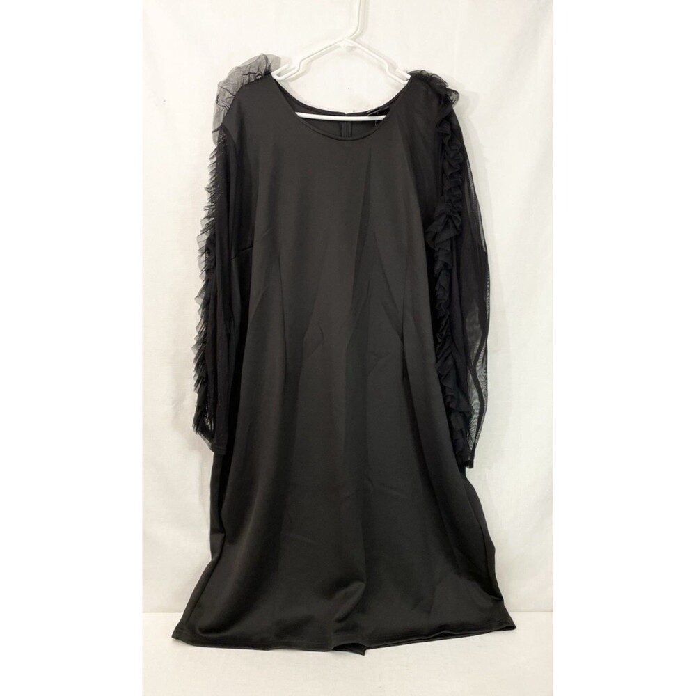 NWT Ashley Stewart Sheath Dress Plus Size 30 32 62" Mesh Sleeve Black Evening